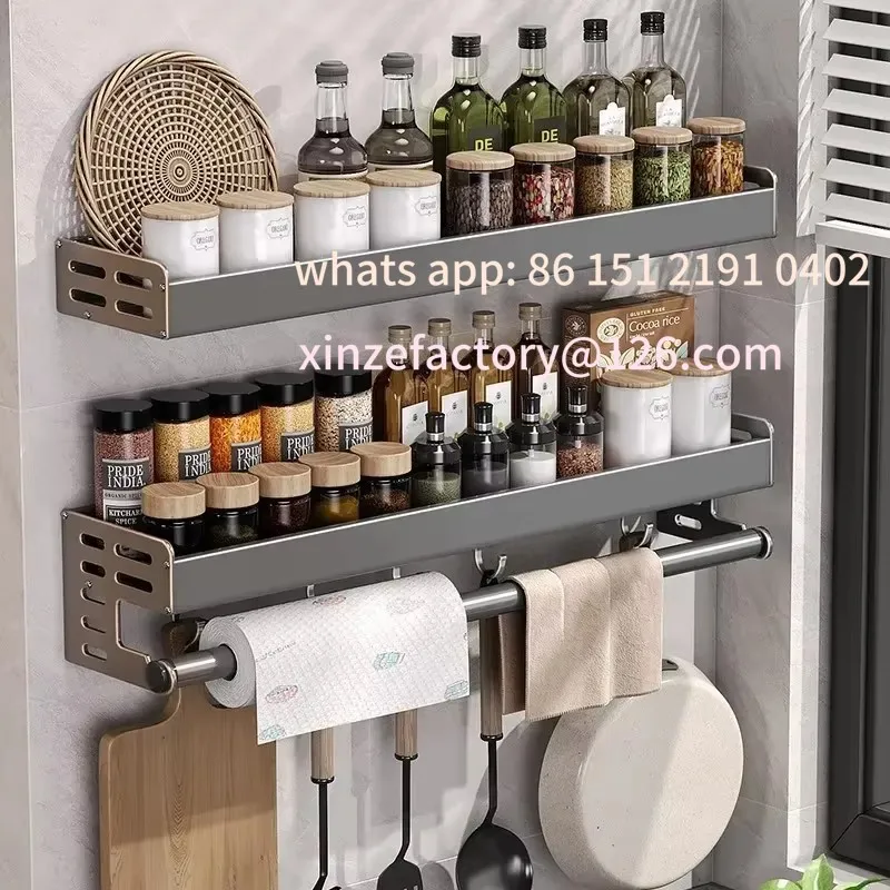 

Customizable Wall-Mounted Kitchen Spice Storage Rack Condiment Rack Multifunctional Household Utensil Rack Kitchen Hanging
