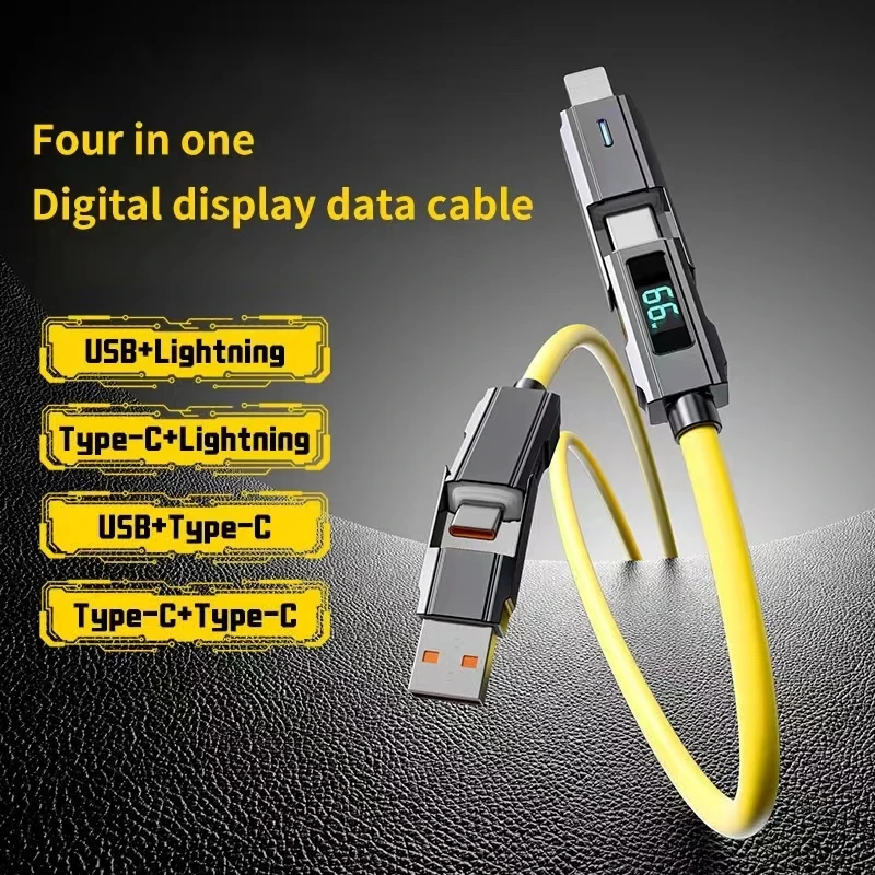 Mobile Phone Cable 2-In-2 66w Pd Fast Charging Usb C To Usb C To Iphone Suitable For Iphone Ipad Huawei Xiaomi Samsung Redmi