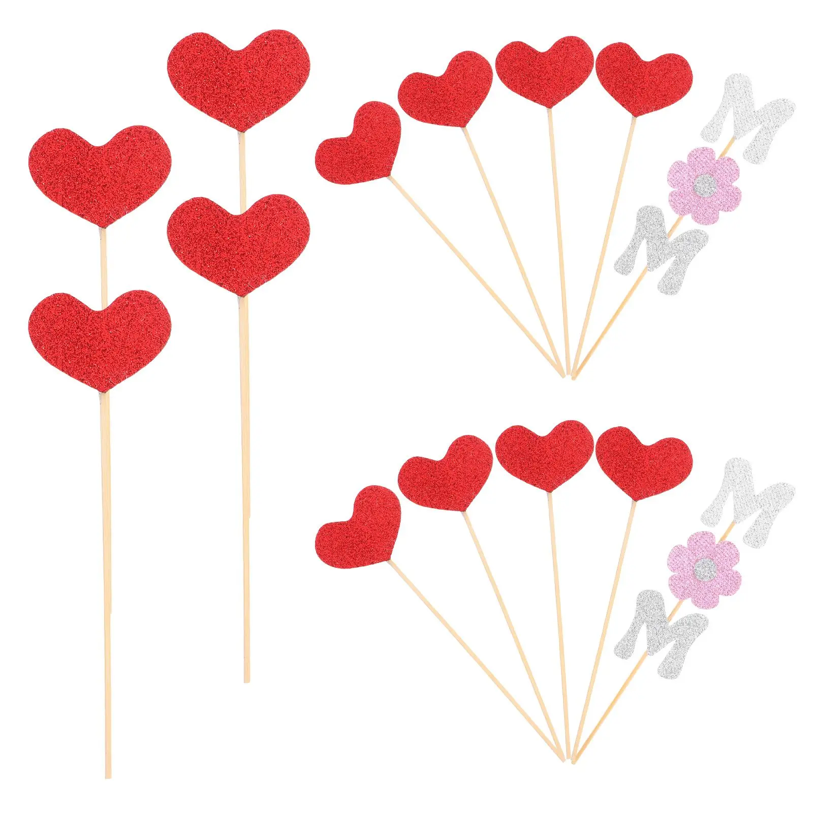 

5pcs Cake Decoration Inserts Heart Letter Designs for Mothers Day Birthday Party Cupcake Toppers Dessert Picks Cake Decorations