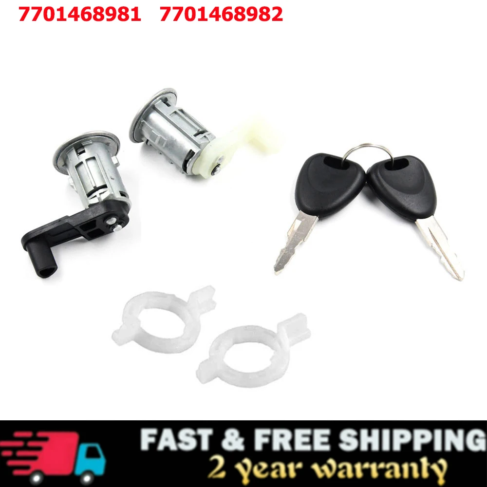 Car Door Lock Barrel Cylinder with 2 Key for Renault Megane Scenic Clio Master Left+Right 7701468981 7701468982