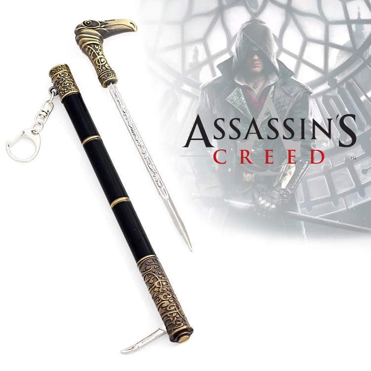 22cm espada de altaïr assassino chaveiro ac jogo periféricos todo metal armas medievais modelo com bainha chaveiro para fãs