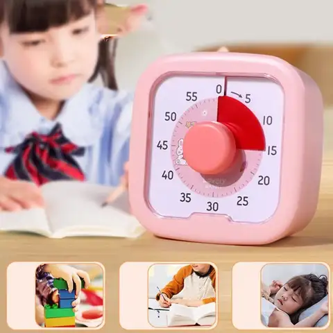 조용한 작동 시각 책상 타이머, 시간 관리, 60 분 카운트다운 타이머 알람 시계, 스탠드 주방 타이머, 어린이 학습