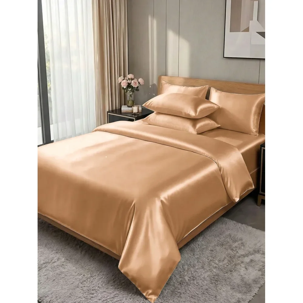 

3pcs Satin Duvet Cover Bedding Set, Soft Comfortable Bedroom Bedding Set, Solid Color SkinFriendly Duvet Cover, 1 2pcs Pillowca