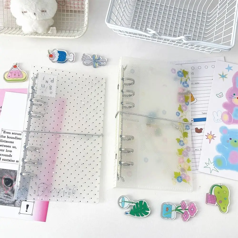 INS A6 Loose Leaf Notebook Transparent Wave Point Design Scrapbook Strap Design Multi-functional Notepad School Office