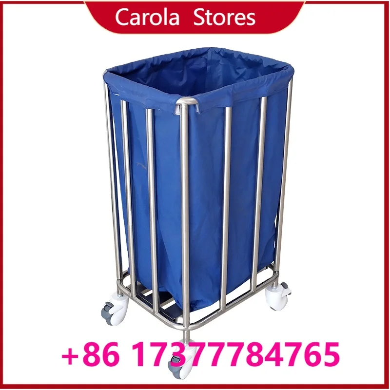 High Capacity 304 Stainless Steel Medical Linen Cart, Hospital & Veterinary Waste Collection Trolley
