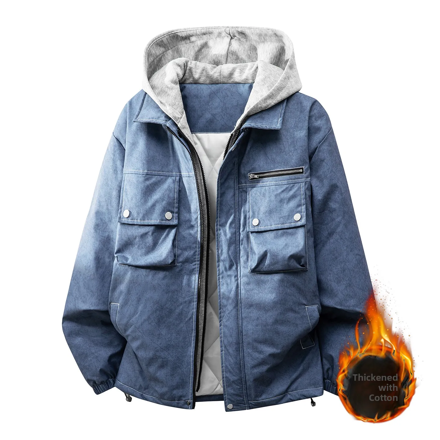 

Мужская рабочая куртка American Style: утепленная, с капюшоном, хлопковая, для осени и зимы, теплая, морозостойкая, повседневная