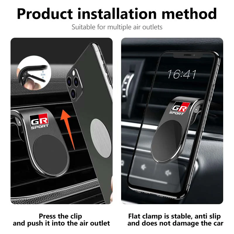 Magnetic Car Logo Phone Holder Air Vent Clip Mount GPS Stand For Toyota Crown Corolla YARIS L Auris C-HR Hilux Vios Rav4 Prius view 2