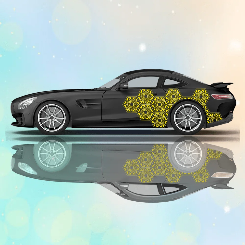 

Шестиугольная линия Мандала автомобильные виниловые обертывания наклейка самоклеящаяся ПВХ наклейка подходит для грузовиков внедорожник украшения автоаксессуары подарок