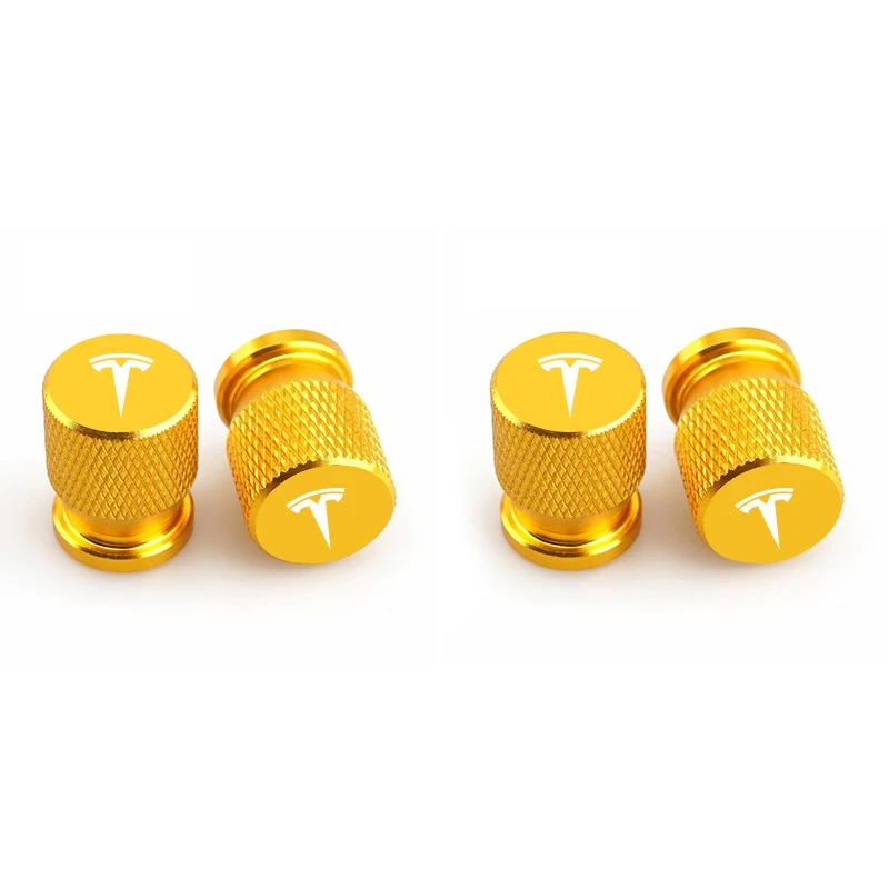 4pcs Car Metal Wheel Tire Valve Cap Stem Duust Cover For Tesla Model 3 Model S X Model Y Roadster SpaceX External Accessories