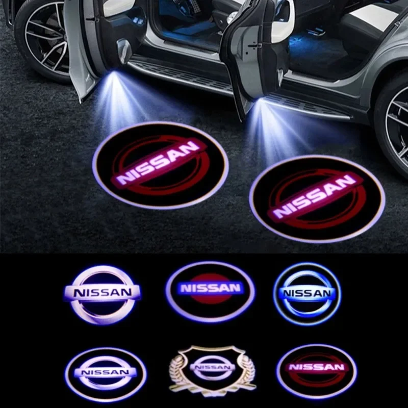 1 Pair Led Car Door Light Welcome Projector Logo Shadow Lamp For Nissan Murano Sylphy GTR Teana Emblem Accessories