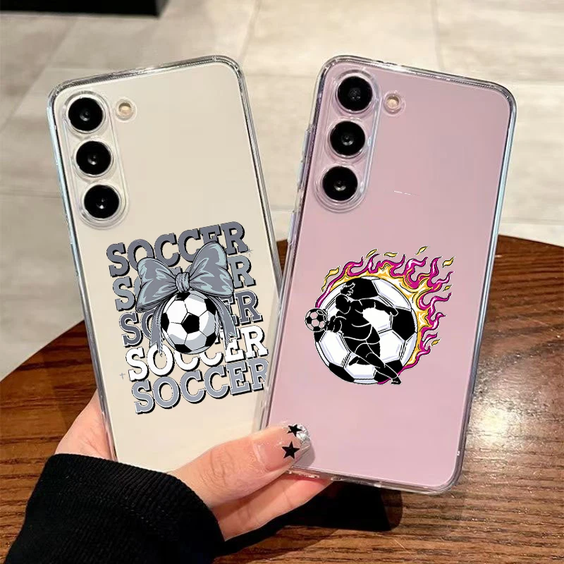 Football Passion Soccer Ball Transparent Phone Case for Samsung Galaxy A57 A56 A54 A42 A37 A36 A34 A30 A26 A22 A12 A10S Soft Bag