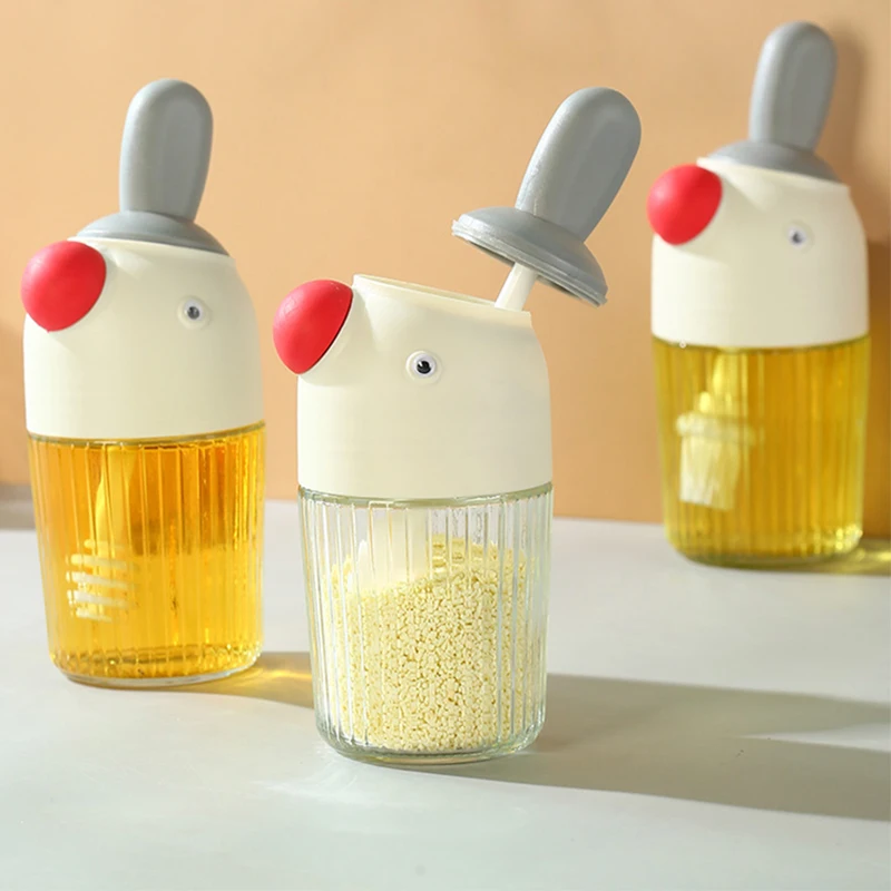 300ml Cute Cartoon Parrot Kitchen Tool Pepper Seasoning Spice Jar Powder Sugar Condiments Salt Storage Cheap Seasoning Box Glass