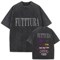 Camisetas gráficas de cantante Tini Stoessel Futtura Album 2025, camiseta de gran tamaño lavada Vintage a la moda para hombres y mujeres, ropa de calle de regalo para seguidores