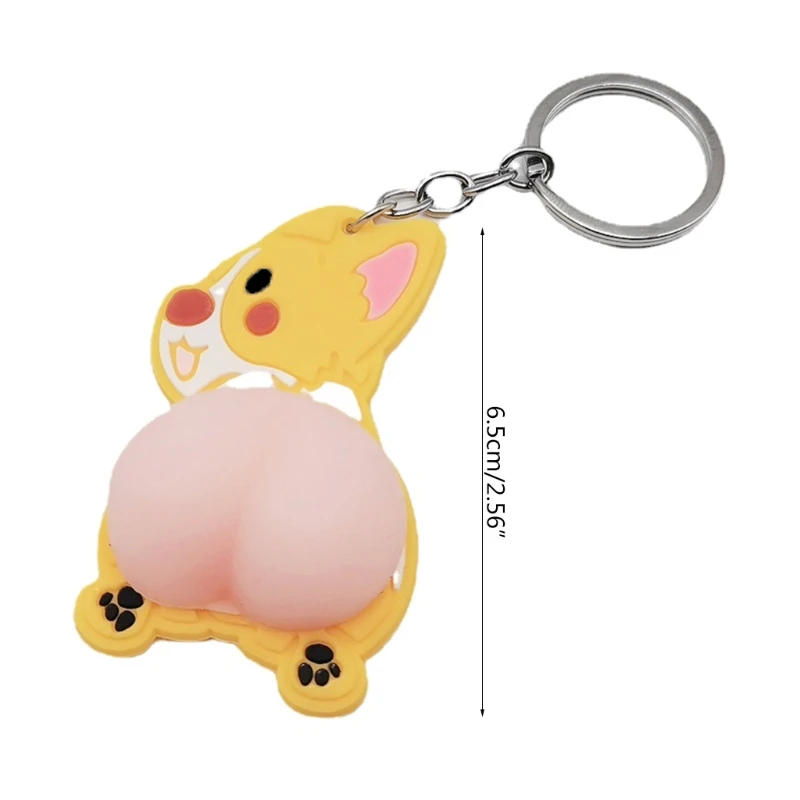 Cartoon Dieren Mini Sleutelhanger Verzachten Bal Knijpen Butt Sleutelhanger Fidget Butt Pop Nieuwigheid Geschenk Kinderen Stress Verlichting