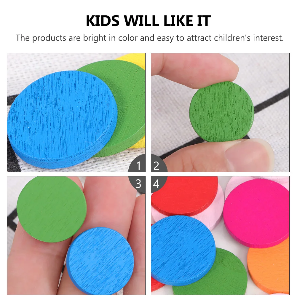 200Pcs Colorful Wooden Disc Math Teaching Aids Learning Tools Safe Environmental Friendly Classroom Use Math