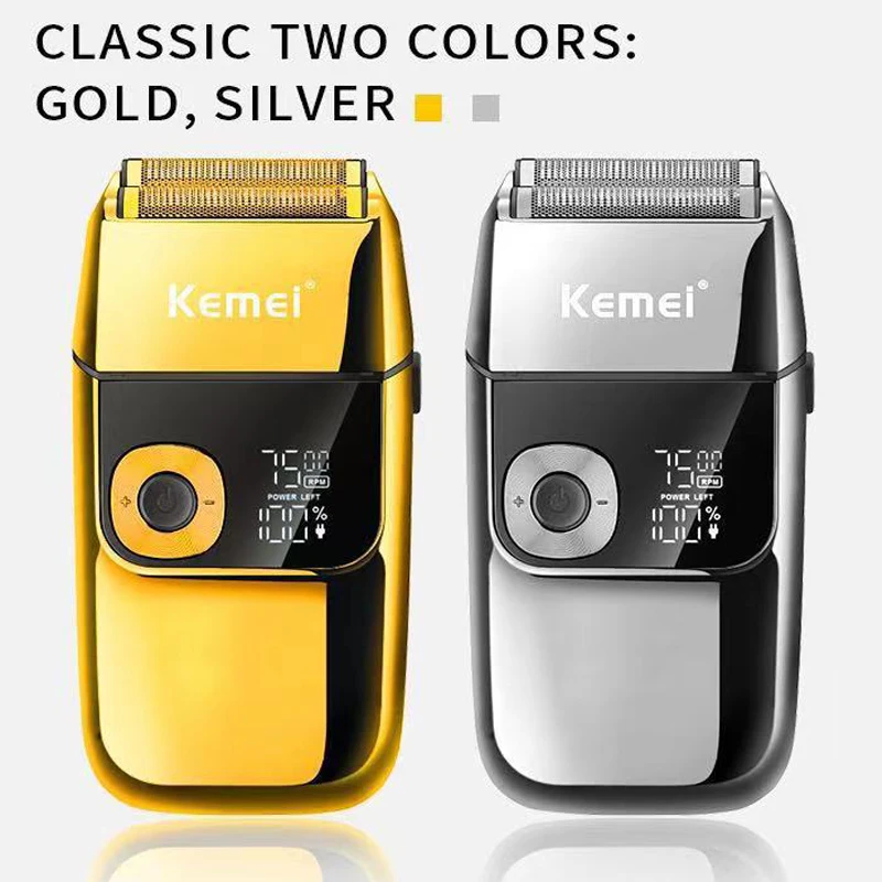 Kemei ひげトリマープロフェッショナルフェイスシェーバー 3 速度調整可能なヘアカットマシン LCD ディスプレイひげシェーバー男性用 KM-2028