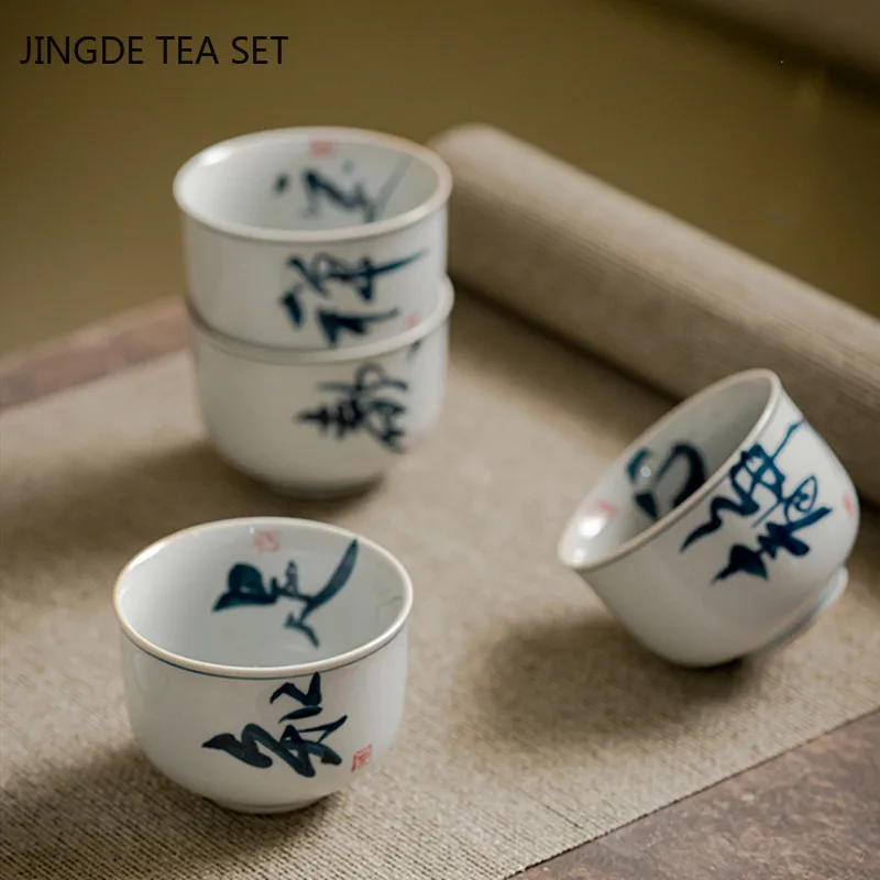 Tradição chinesa artesanal cerâmica xícara de café viagem tigela de chá casa boutique teaware portátil pessoal único copo