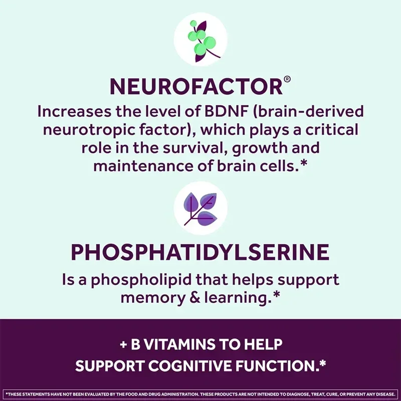 كبسولات صحة الدماغ - الوظيفة والدورة الدموية، ذاكرة معززة للدماغ، التركيز والواضح، تدعم الوظيفة المعرفية