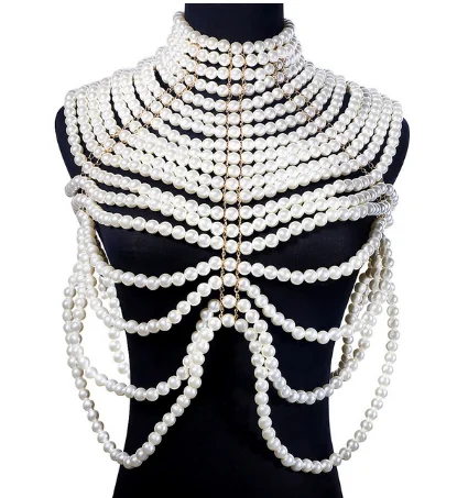Body Jewelry Sexy Chest Chain simulated pearl Chest-wrapped Chain Skirt Chain Three Point Thong Chain Bra Chain Necklace Bikini