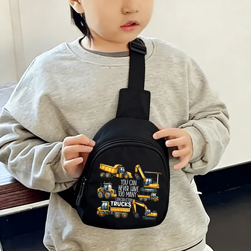 Excavator Chest Bags for Boys Girls Fashion Excavator Cartoon Cute Coin Purse Kids Portable Fashion Crossbody Pouch Gifts