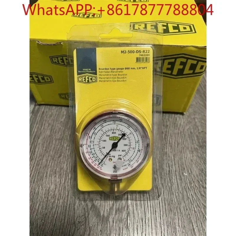 Original REFCO refrigerant pressure gauge M2-250/500-DS-R22 Freon plus fluorine gauge head