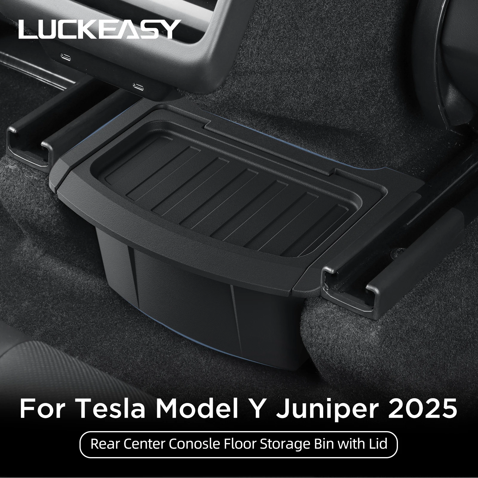 

for Tesla Model Y Juniper/Launch 2025 Car Storage Box Below The Rear Air Outlet Interior Accessories Organizer Case With Lids