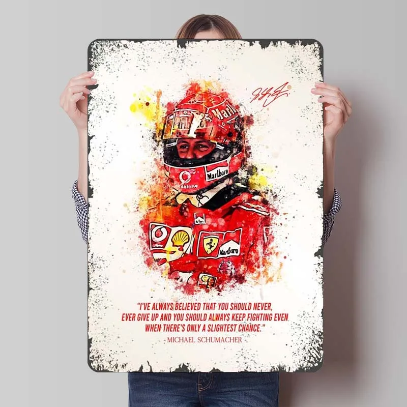 Michael Schumacher Tinplate Sign Sports Metal Poster Decoration Wall Decor Living Room Decor Items Aesthetic Man Cave Art Mural