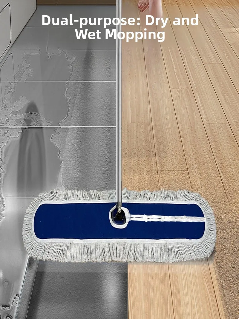 Large Size Flat Mop Industrial Cotton Thread Hotel Cleaning Tool Floor Sweeper Household Essential Dust Pusher Mop Bucket