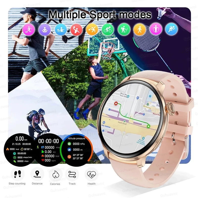 Smartwatch damski 2026, nowy model, modny, z ekranem AMOLED HD, GPS, funkcją pomiaru tętna, połączeniami Bluetooth, wodoodporny, idealny na zewnątrz. — zdjęcie 6