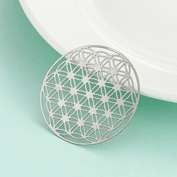 5pcs 40mm Vintage Flower of Life Pendants Steel Hollow Charms DIY Necklace Earring Supplies Jewelry Making Finding Accessories