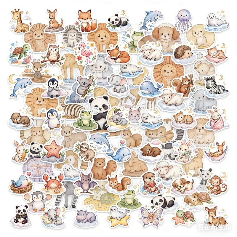 

10/30PCS Cute Healing Animals PVC Sticker Aesthetic Decoration Scrapbooking Supplies DIY Hand Accounting