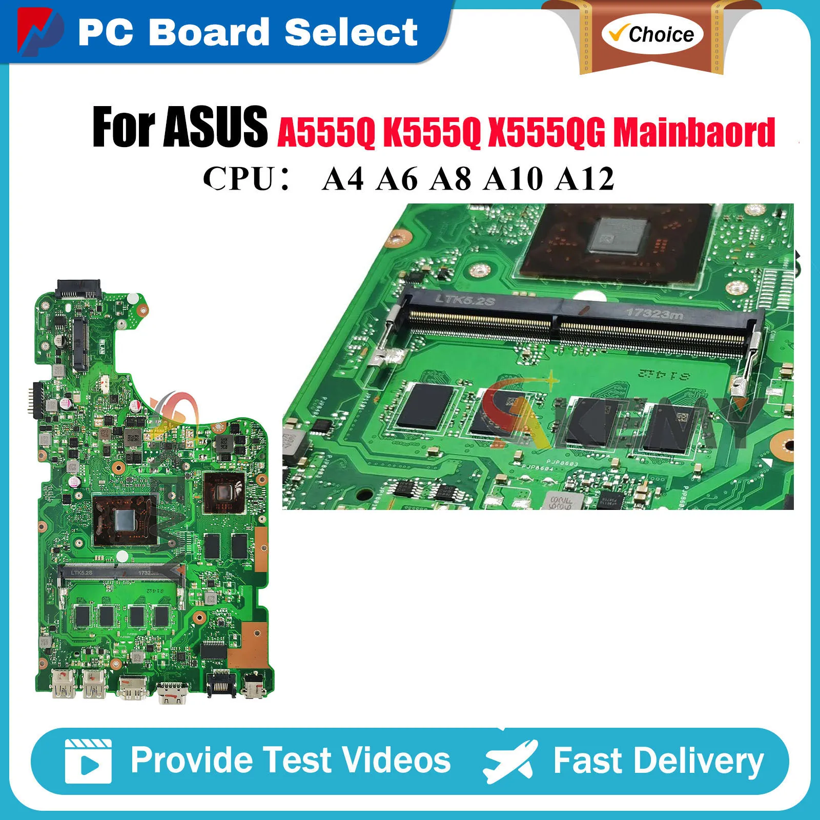 

Материнская плата для ноутбука ASUS VivoBook X555QG K555Q с процессорами A6, A4, A8, A10, A12, 100% протестирована, исправна.