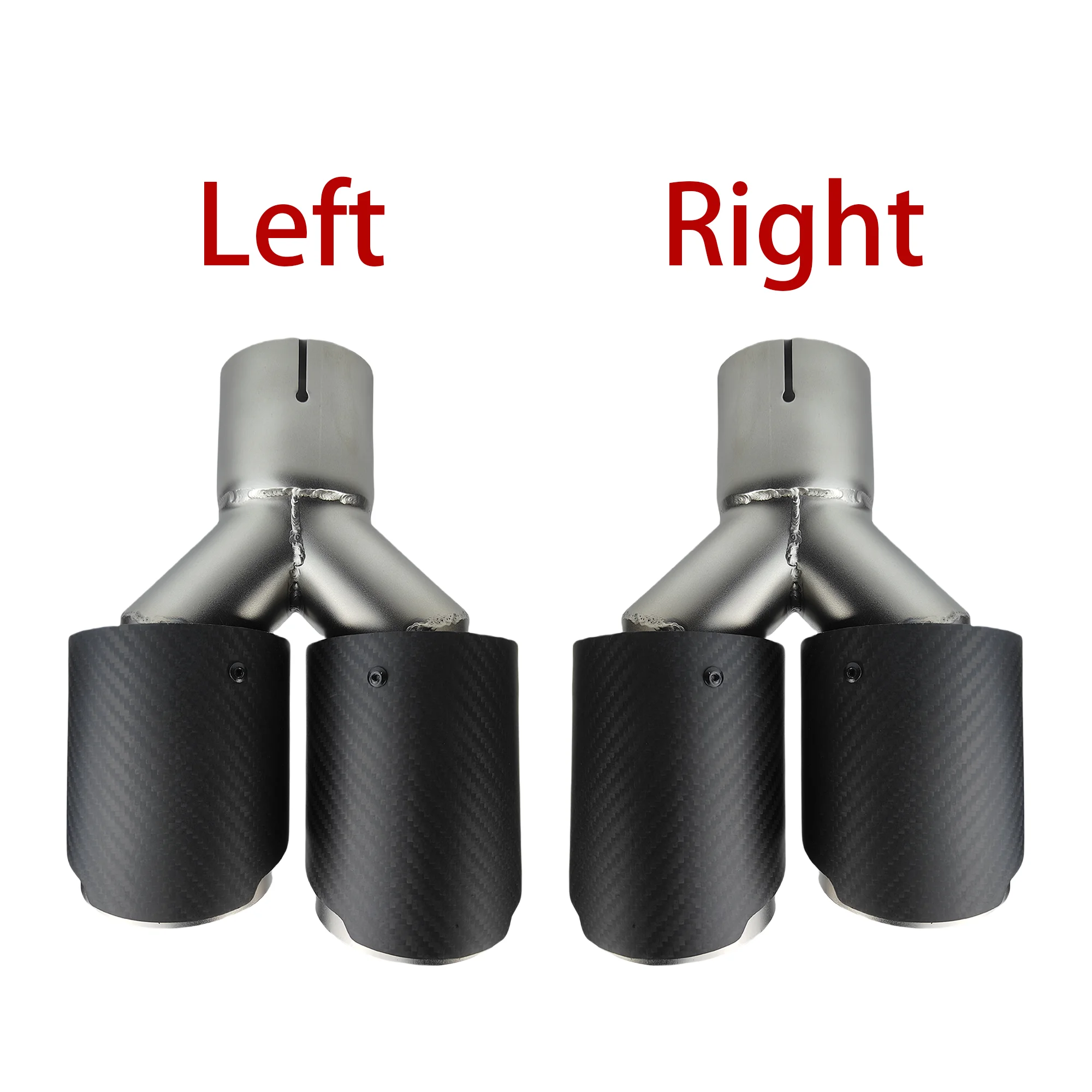 

1 Pcs Car Carbon Fibre Tail Throat Silencer Length Y-Shaped Double Out Sand Blast Twill Matte Exhaust Muffler Tip