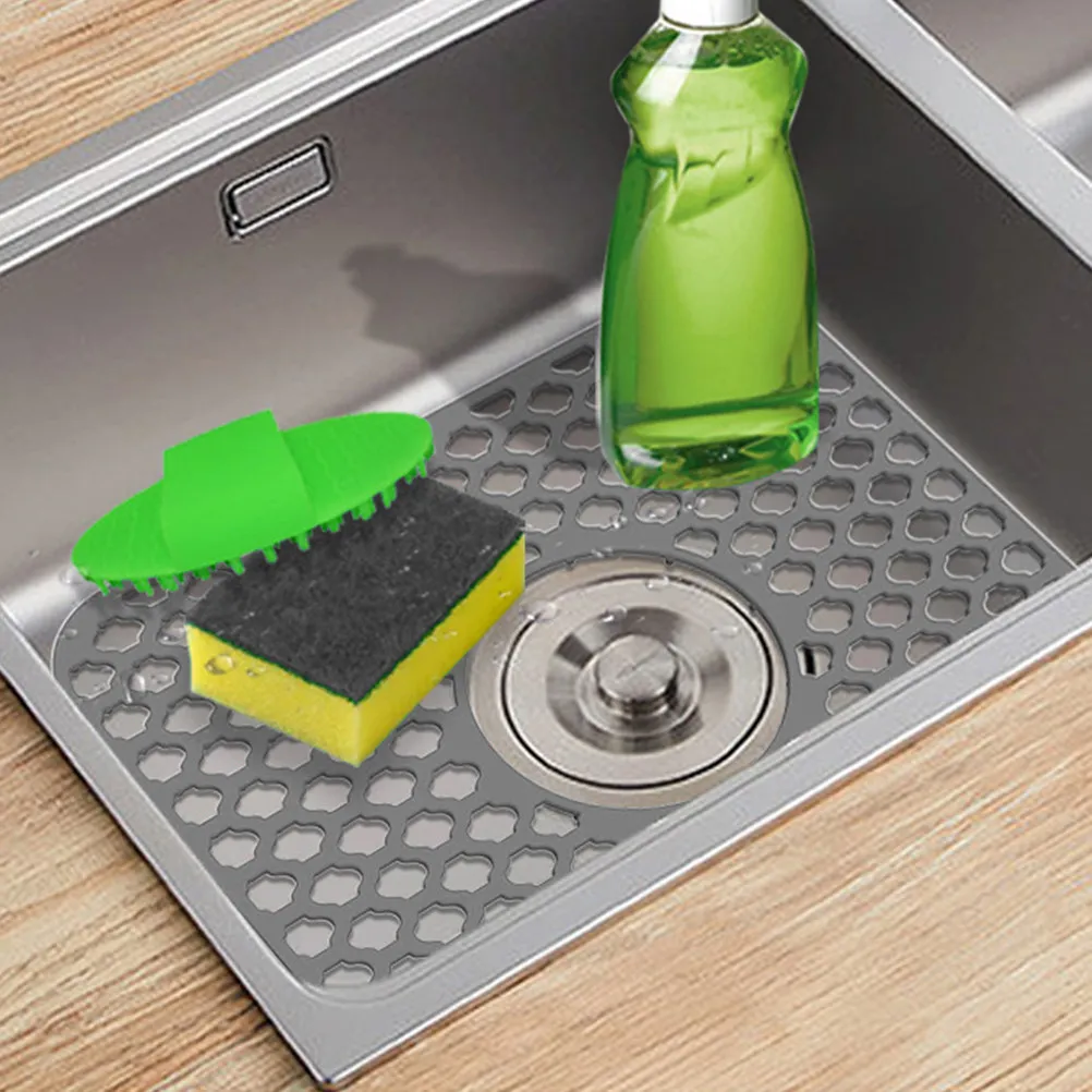Silicone Kitchen Sink Mat Drain Protector for Glassware Dishware Stainless Steel Ceramic Sinks Fast Draining Non-Slip Dish