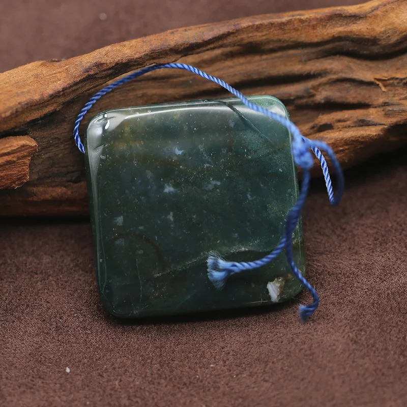 

Натуральный моховый агат, квадратные бусины-подвески, принадлежности для изготовления ювелирных изделий, около 38x38x7 мм, 22,5 г