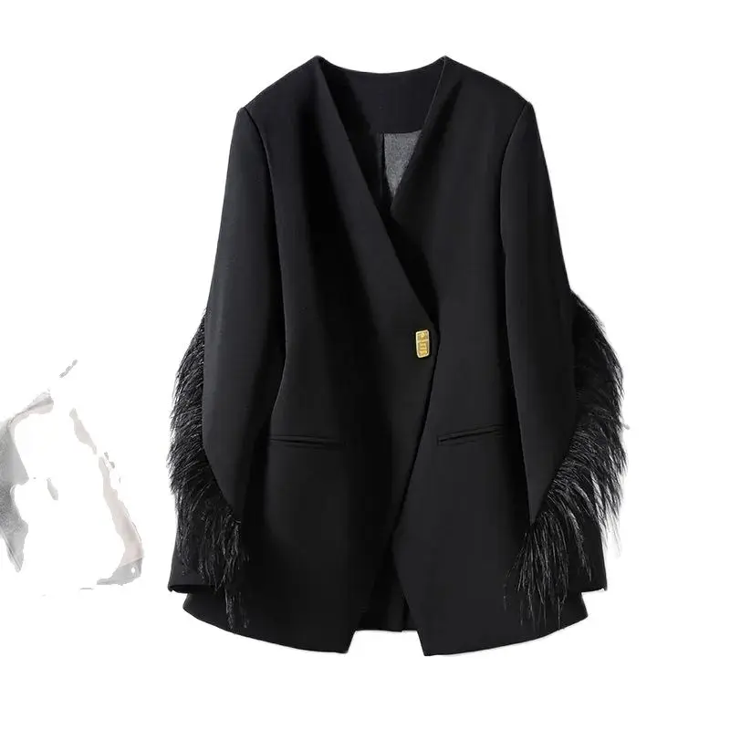 Spring Autumn Suit Jacket Women 2024New Fashion Loose Casual Coat Blazer Pure Colour Temperament ButtonTassels Outerwear Female