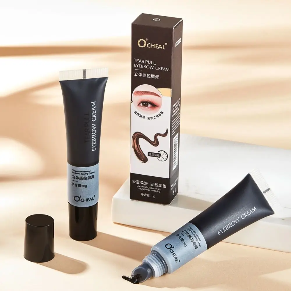 Natural Semi-Permanent Tearing Eyebrow Gel Sweatproof Waterproof Eyebrow Tattoo Tint Peel Off Long Lasting Eyebrow Cream Women