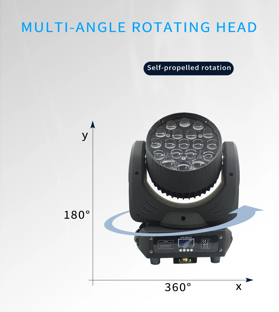 Veranstaltungsausrüstung RGBW 19x15W Moving Head Licht Elektronischer Zoom Spotlight DMX-Steuerung Geeignet für DJ Disco Konzert Hochzeit Bühne – Detail 4