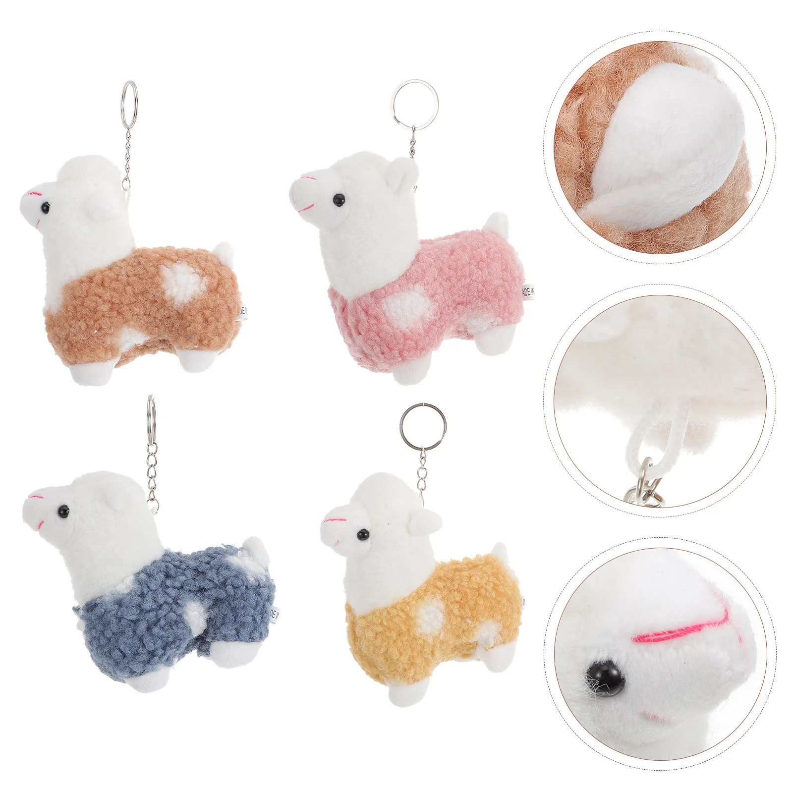 

4 Pcs Alpaca Cute Keychain Accessories Little Keychains Plush Charm for Women Animal Korean