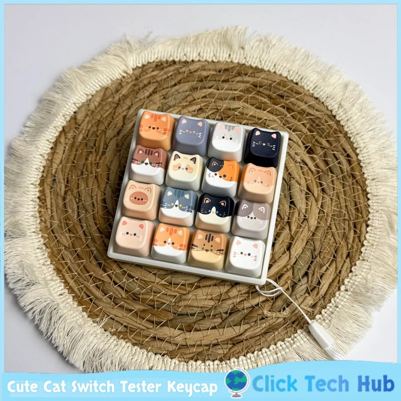 Cat Axis Tester Siamese Calico Cat  Keycap Mechanical Keyboard Switch Tester Decompression Toy Stress Relieve Tool Cat Button