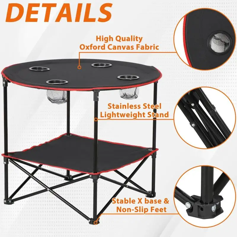 Camping Table Lightweight Folding Table Multifunctional coffee tables Protable Double Layer Shelves Garden table Outdoor Tables