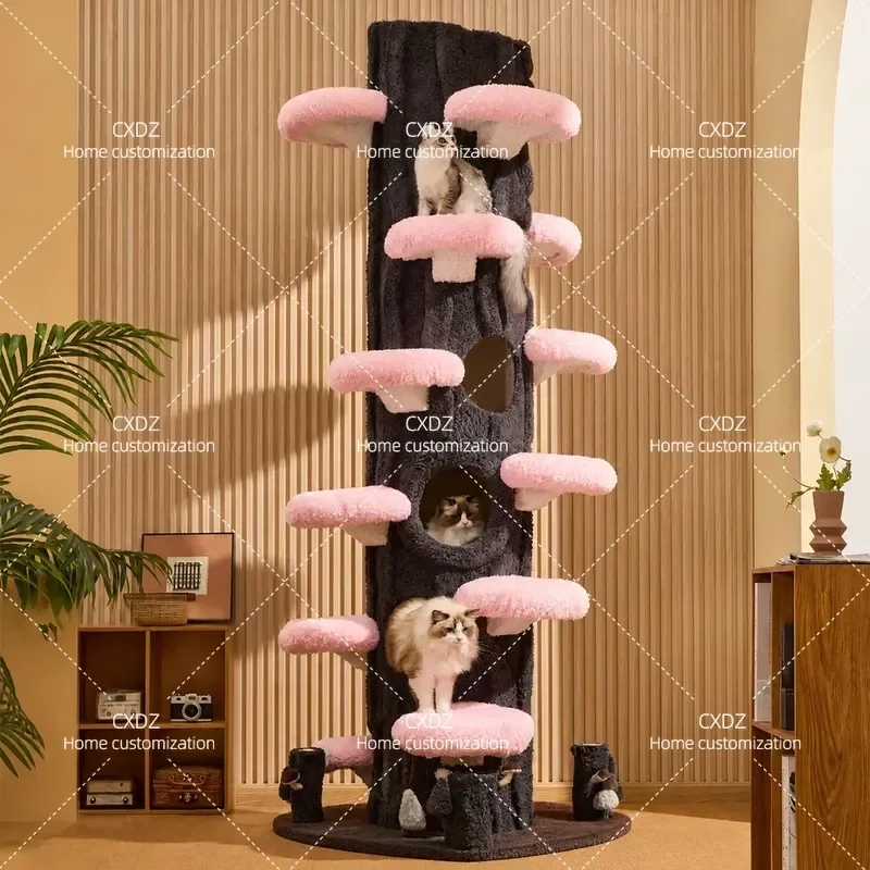 Large Cat Tree Climbing Frame with Jumping Platform Integrated Cat Shelf Villa Warm Cat Nest Universal for All Seasons