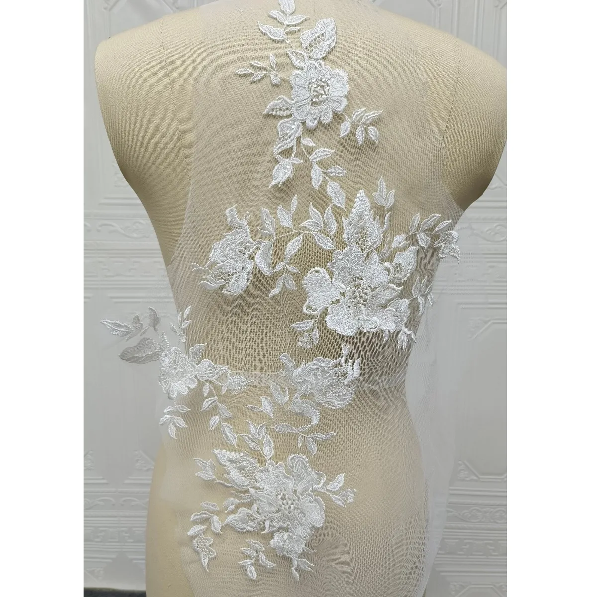 Flower Pairs With Sequins Medallion Lace Patched Wedding Dress Costume Accessories