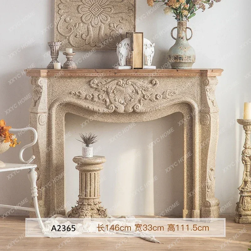 Fireplace Decorative Cabinet Retro Interior Living Room Aisle Against Wall Entrance Simulation Marble
