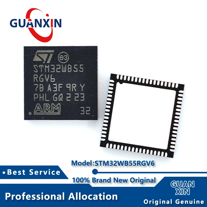 

100% New Marking STM32WB55RGV6 STM32WB55RGV6TR QFN-68 STM32WB55