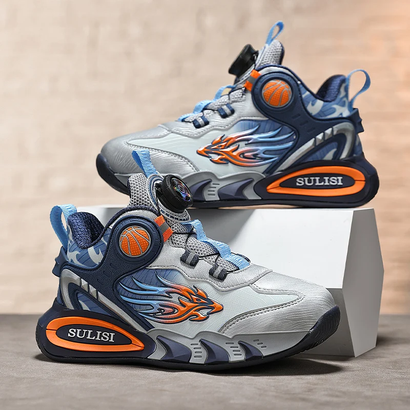 

A pair of boys' all-season leather basketball shoes, comfortable and soft sneakers, sizes 29-39，MDH-F211