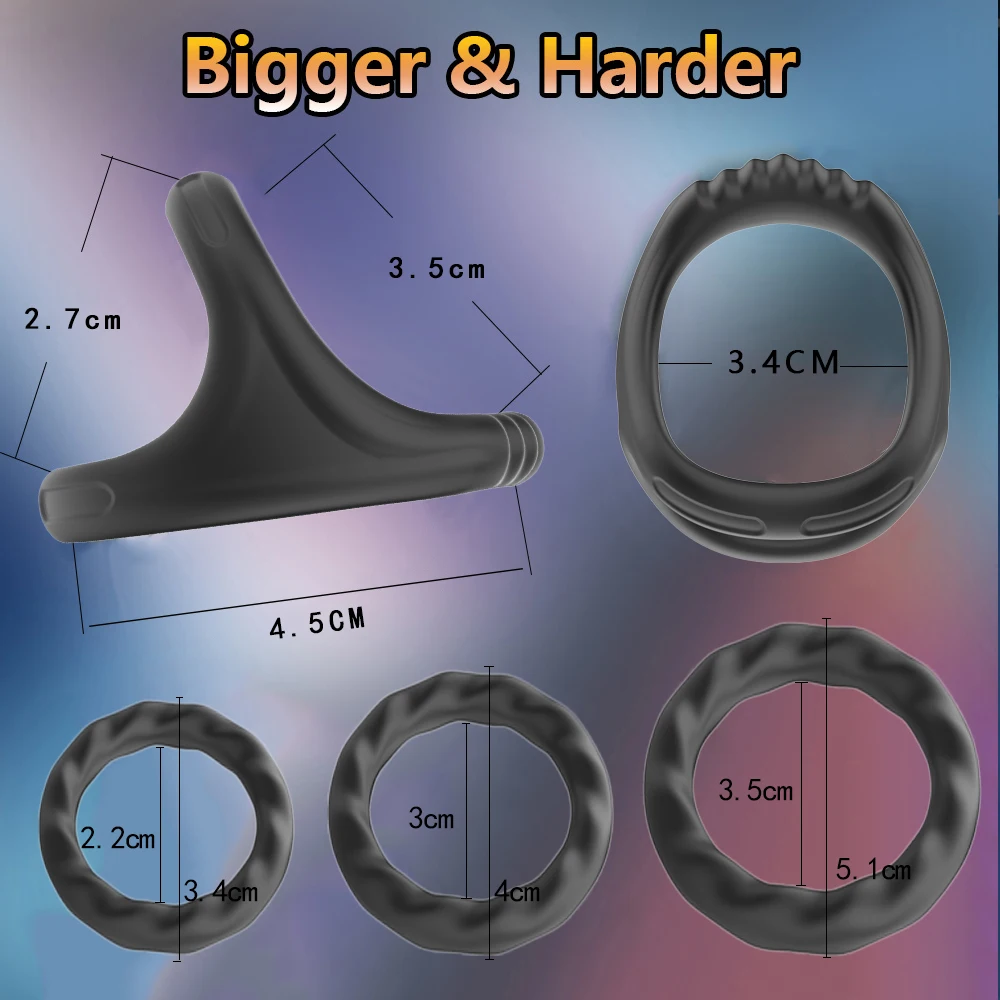 3PCS Cock Rings Penis Enlargement Durable Silicone Penis Ring Sex Toys for Adults Men Male Delay Ejaculation Scrotum Lock Ring