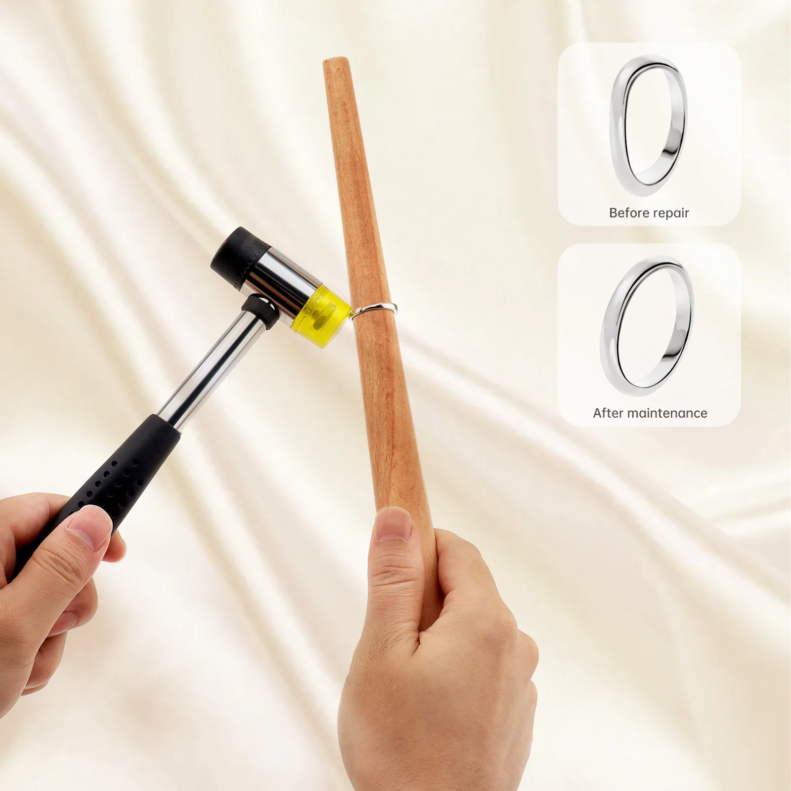 2pcs Ring Shaper Stick Repair Tool Set for Ring Making Fix Bent Rings Polishing Sanding Adjustable Jewelry Shaping Tool Kit