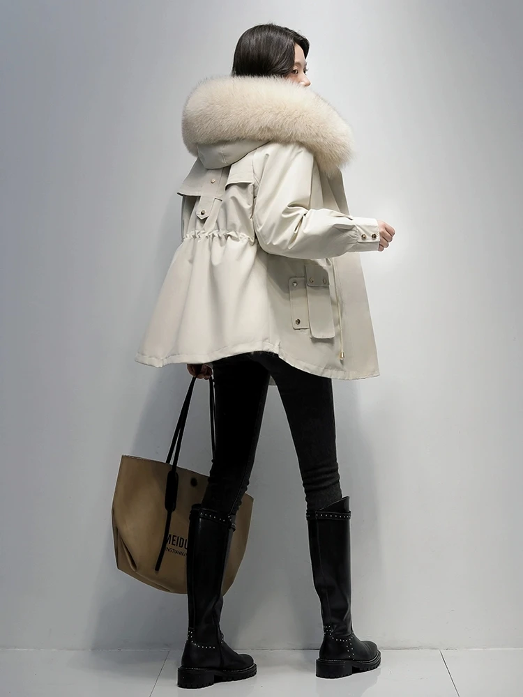 

Женское пальто Parker с лисьим мехом выдры, новинка зимы 2026, съемное тонкое меховое пальто, женское теплое толстое пальто с капюшоном