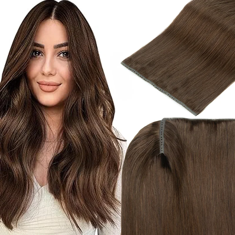 Flat PU Bundles Butterfly Weft Extensions Human Hair Hand Tied Invisible Hole Remy Twin Tabs 40-50g/Pack Invisible Wear